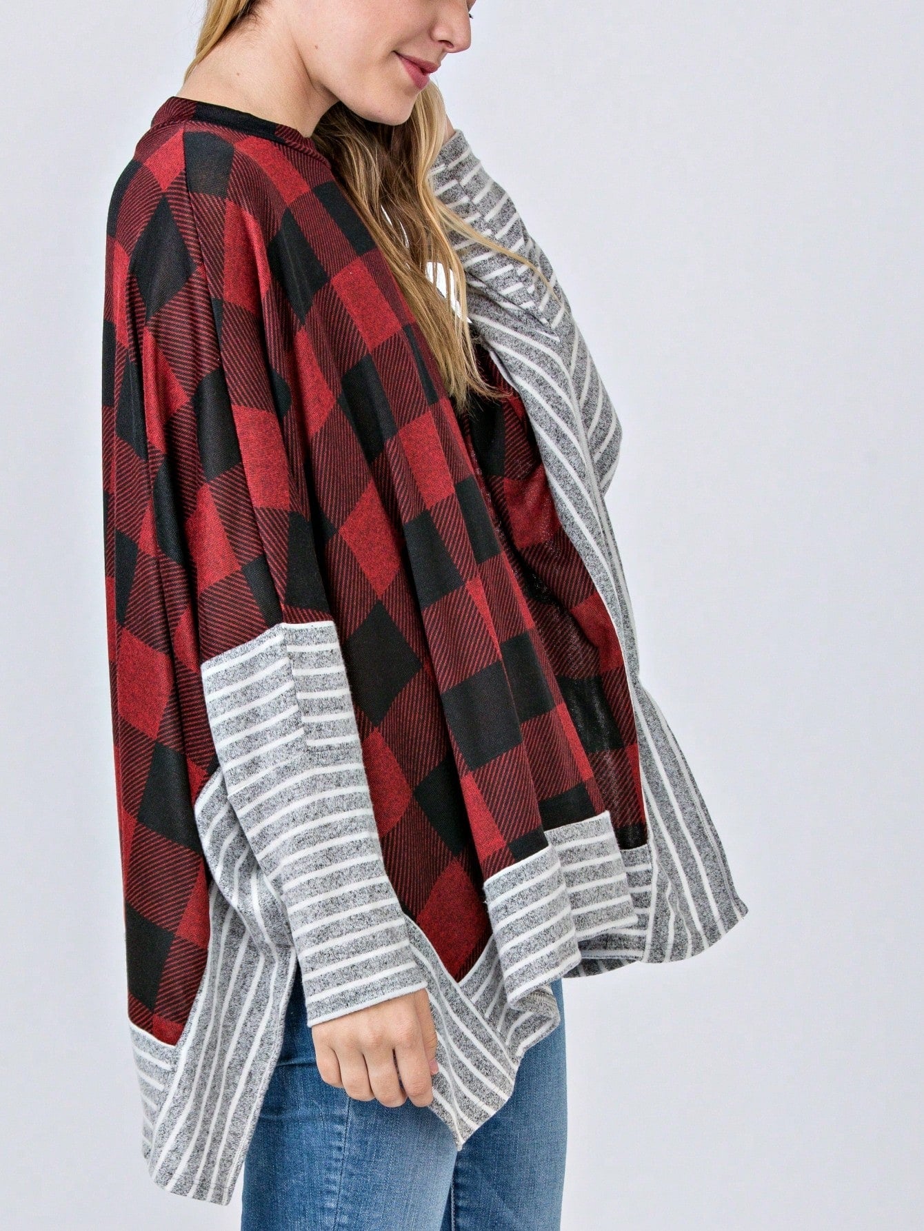 Boho Retro 90's Vintage Black Round Cowl Draped Neck Nordic Dolman Batwing Sleeve Poncho Cape Tunic Top Sweater Pullover