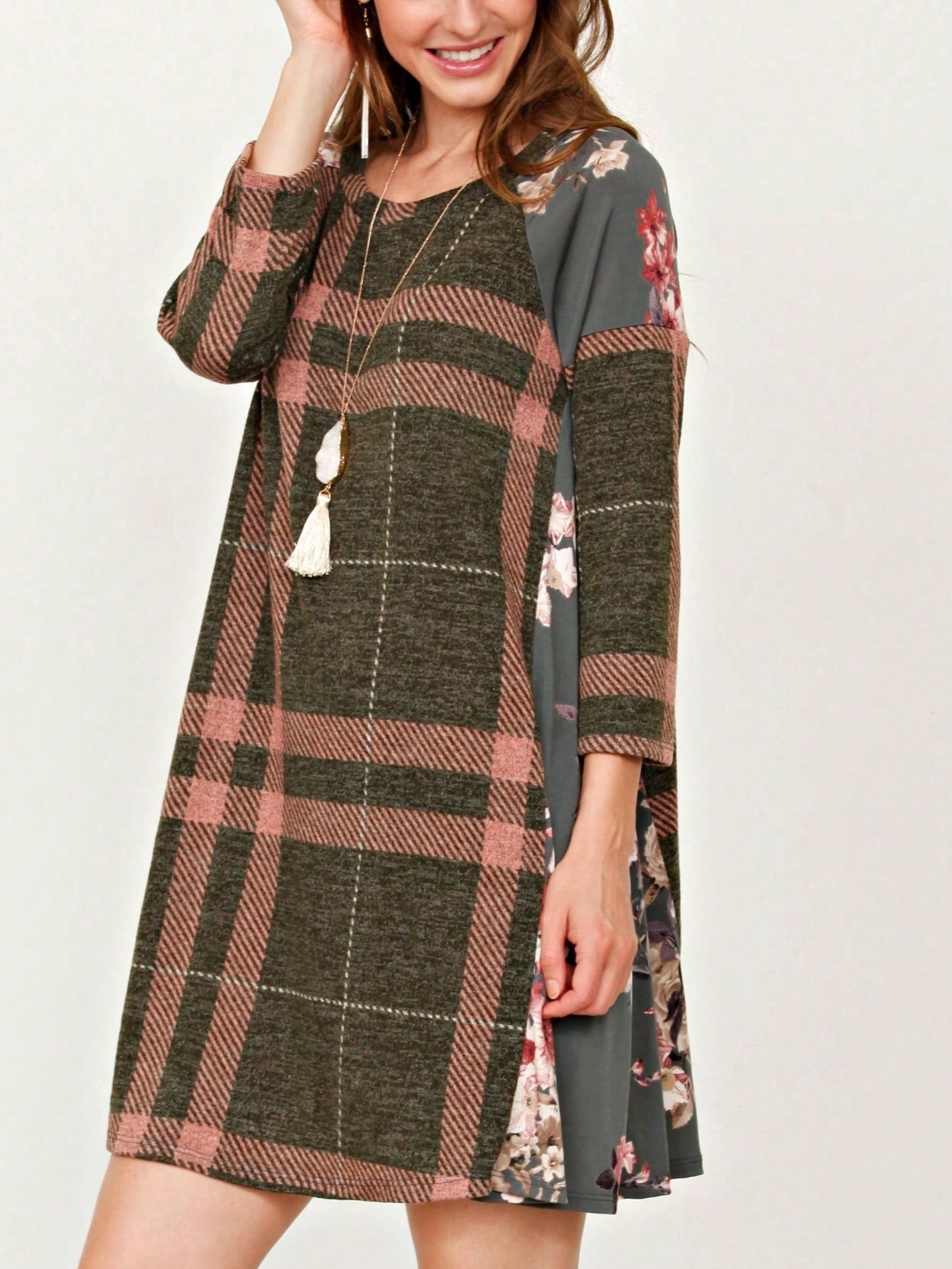 Boho Retro Classic Cap Sleeve Raglan Contrast  Stripe Green Red Navy Pink Grey Tunic Dress