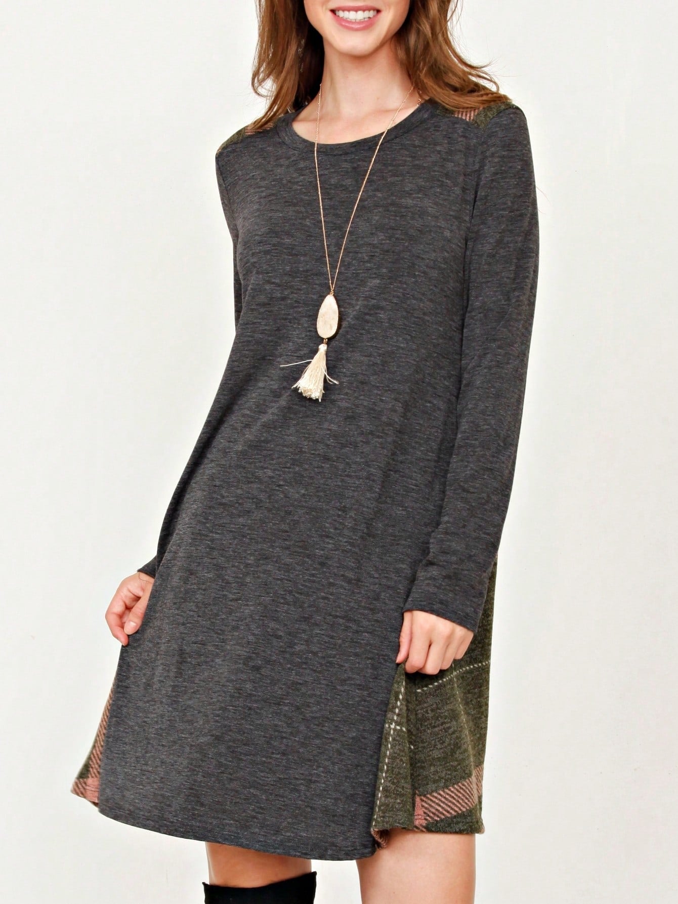 Boho Retro Classic Cap Sleeve Raglan Contrast  Stripe Green Red Navy Pink Grey Tunic Dress