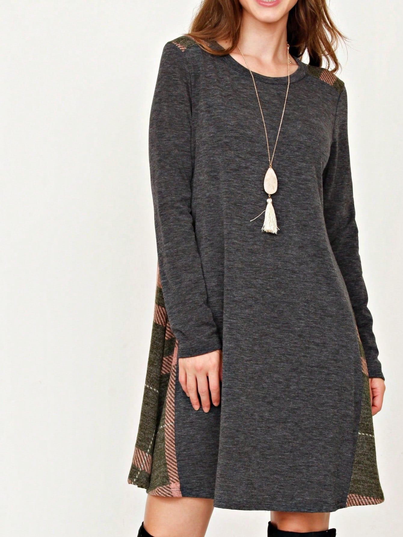 Boho Retro Classic Cap Sleeve Raglan Contrast  Stripe Green Red Navy Pink Grey Tunic Dress