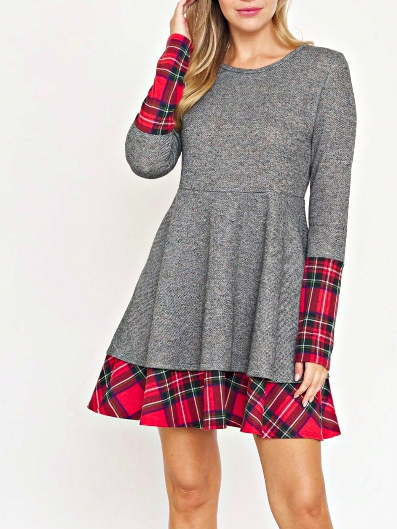 Boho Retro 90's Vintage Preppy Aline Baby Doll Checkered Cotton Top Blouse Cozy Plaid Fall Winter Tunic