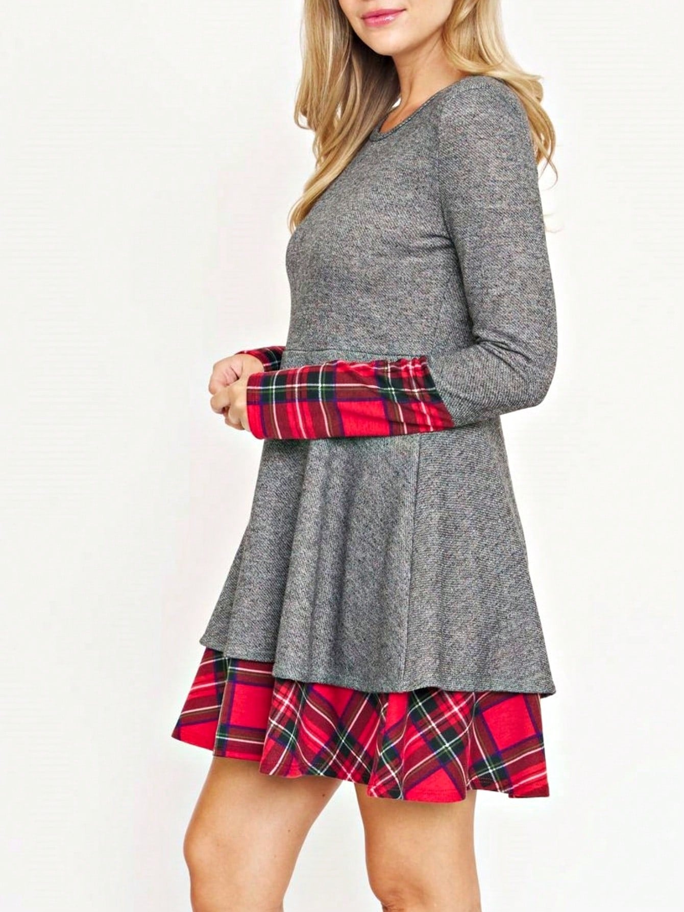 Boho Retro 90's Vintage Preppy Aline Baby Doll Checkered Cotton Top Blouse Cozy Plaid Fall Winter Tunic