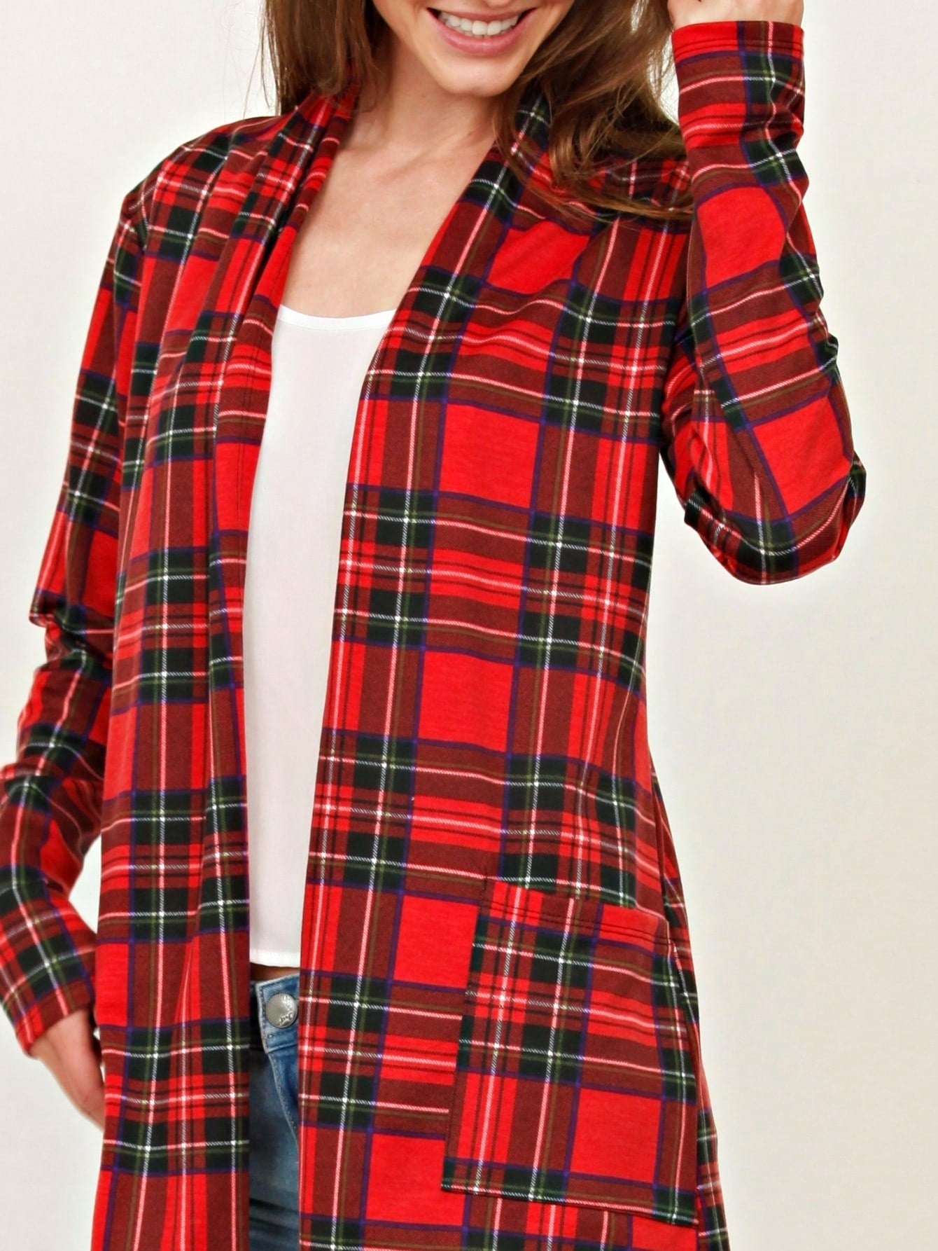 Boho Vintage 90's Plaid Stripe Tie Dye  Elbow Patch 60's Classic Slouch Cardigan With Pocket