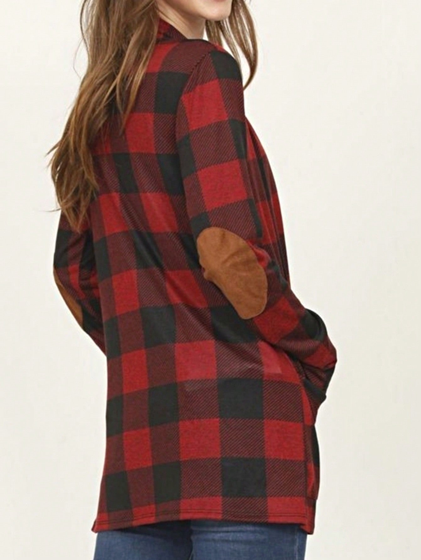 Boho Vintage 90's Plaid Stripe Tie Dye  Elbow Patch 60's Classic Slouch Cardigan With Pocket