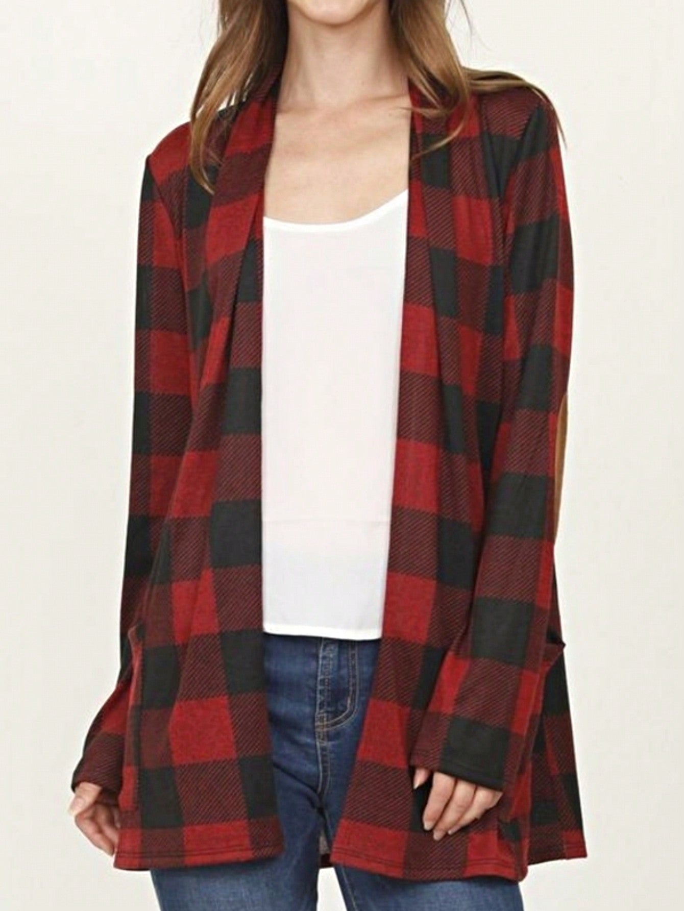 Boho Vintage 90's Plaid Stripe Tie Dye  Elbow Patch 60's Classic Slouch Cardigan With Pocket