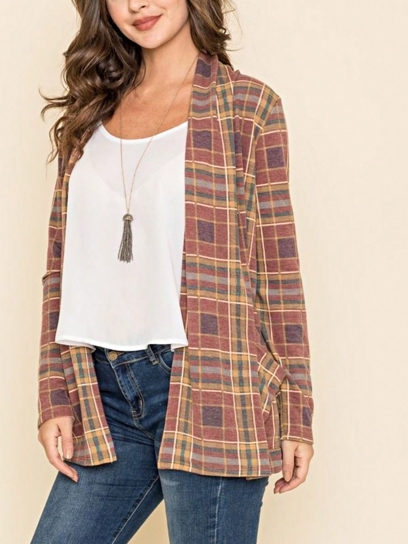 Boho Vintage 90's Plaid Stripe Tie Dye  Elbow Patch 60's Classic Slouch Cardigan With Pocket