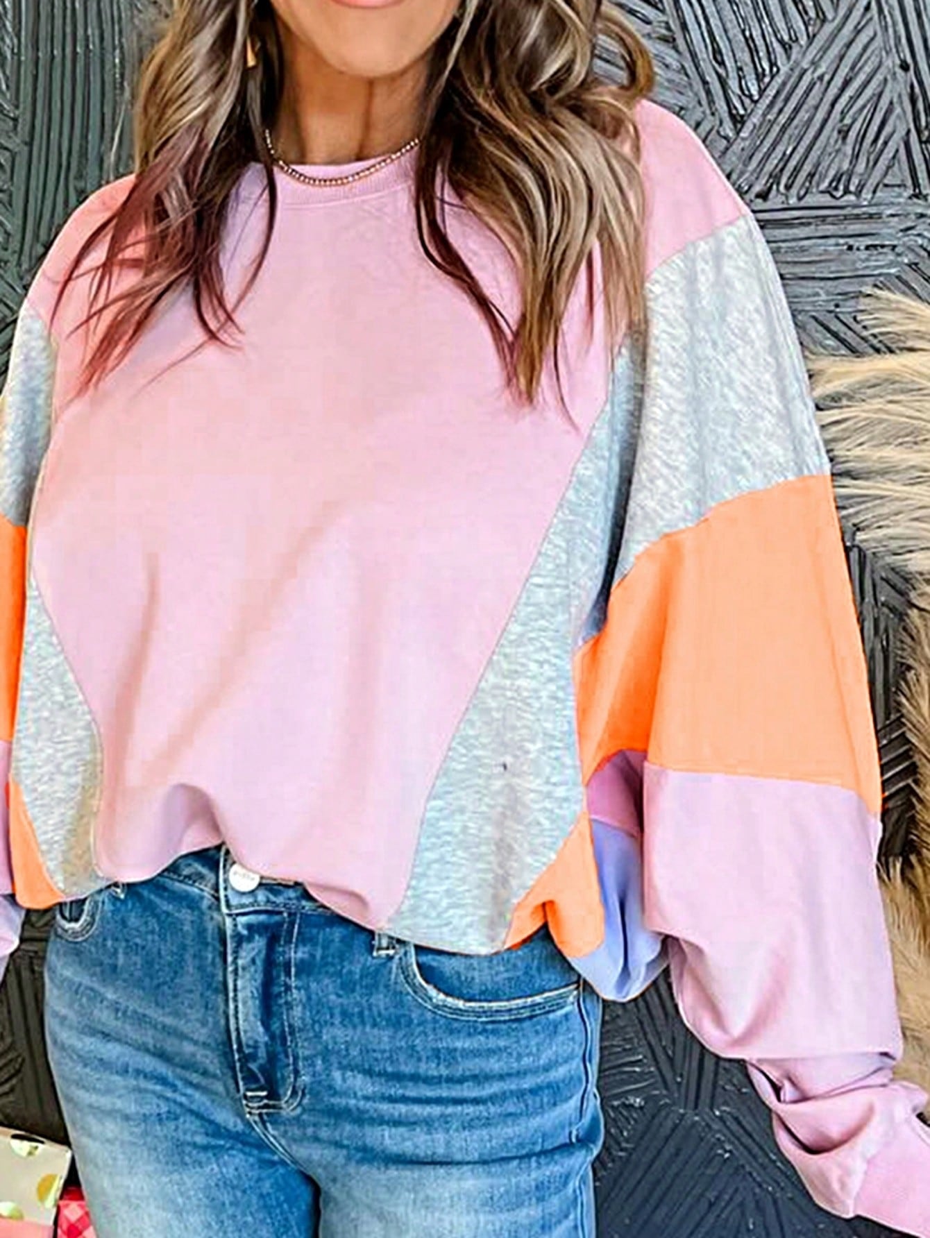 Boho Retro Cream Beige Vintage 90's Star Jean Patch Cotton Mix Long Sleeve Top Pull Over Dolman Sleeve Sweatshirt Pullover