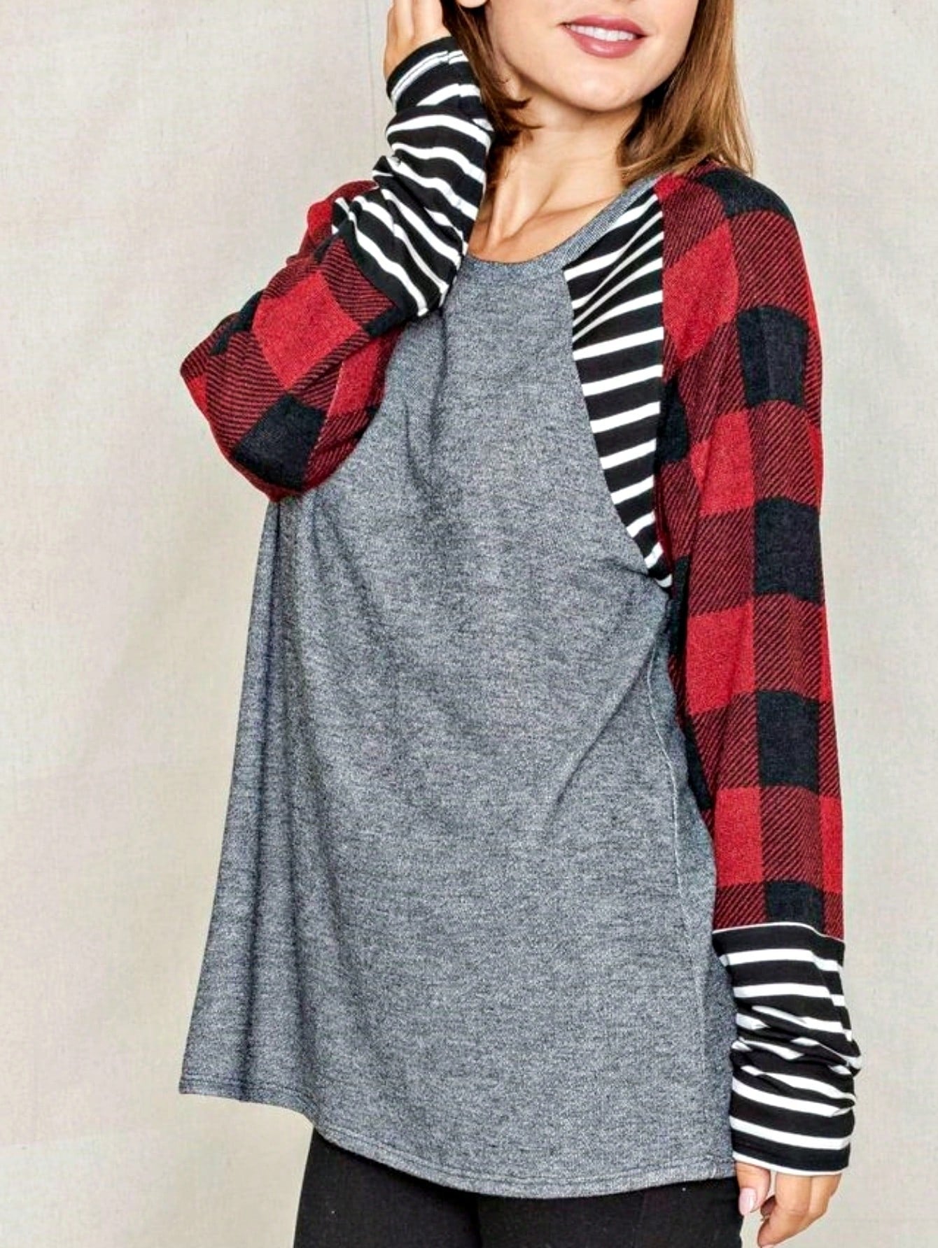 Boho Retro 90's Vintage Preppy Aline Baby Doll Checkered Cotton Top Blouse Cozy Plaid Fall Winter Tunic