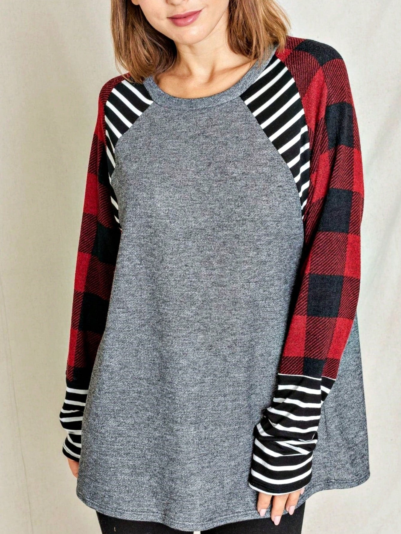 Boho Retro 90's Vintage Preppy Aline Baby Doll Checkered Cotton Top Blouse Cozy Plaid Fall Winter Tunic