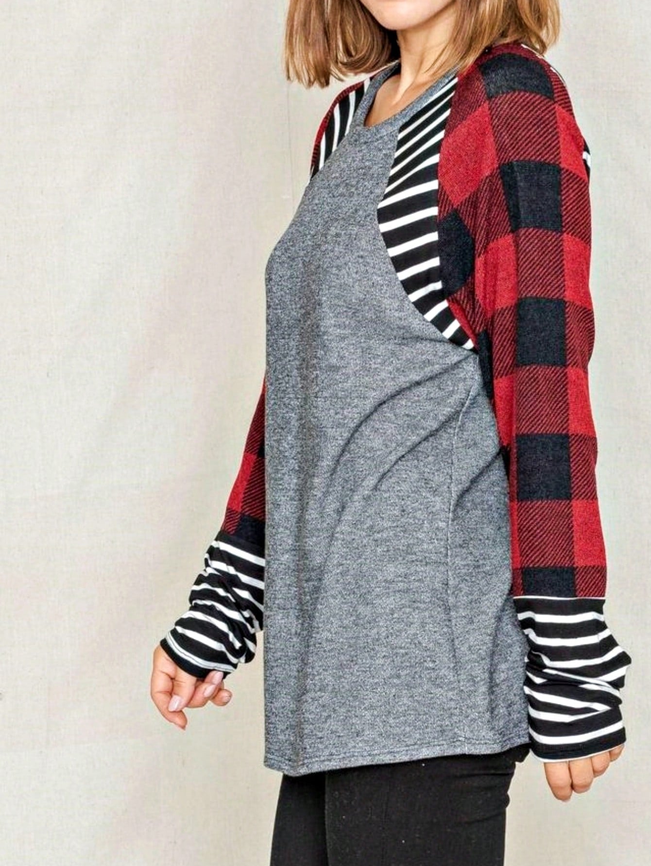 Boho Retro 90's Vintage Preppy Aline Baby Doll Checkered Cotton Top Blouse Cozy Plaid Fall Winter Tunic