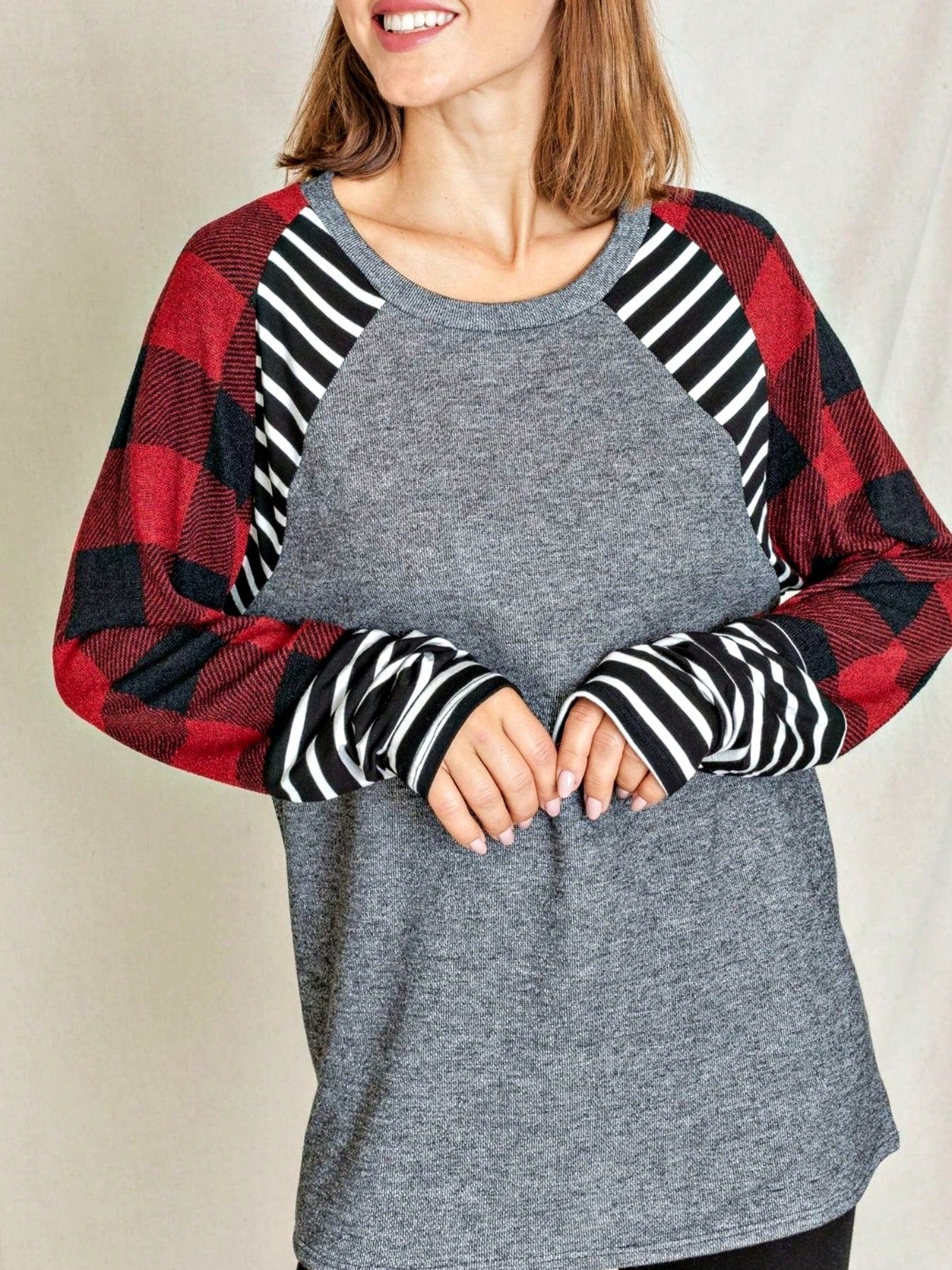 Boho Retro 90's Vintage Preppy Aline Baby Doll Checkered Cotton Top Blouse Cozy Plaid Fall Winter Tunic