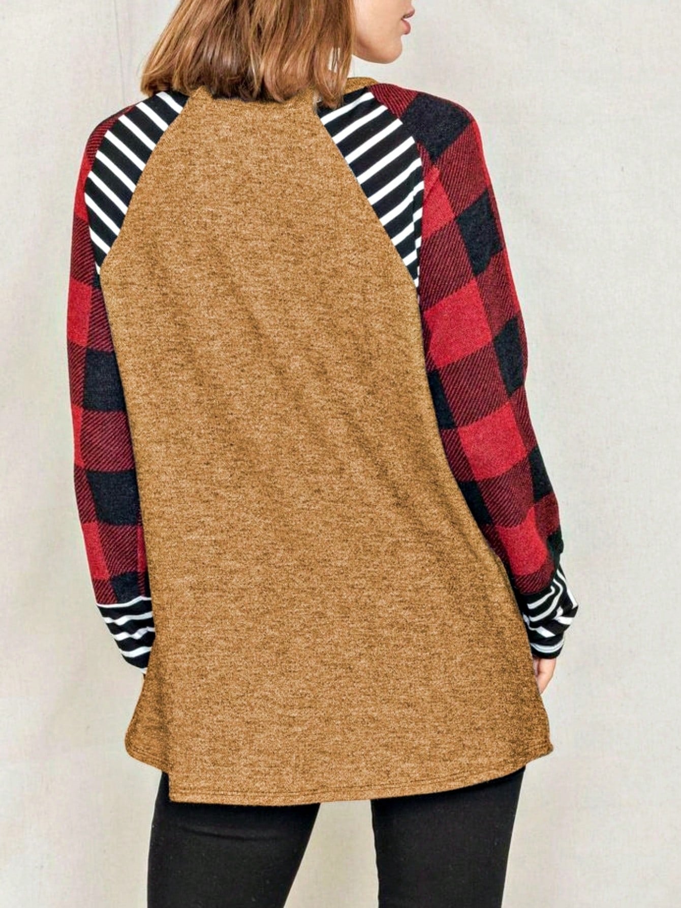 Boho Retro 90's Vintage Preppy Aline Baby Doll Checkered Cotton Top Blouse Cozy Plaid Fall Winter Tunic