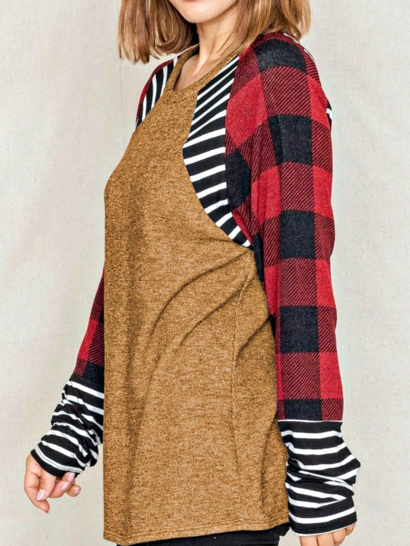 Boho Retro 90's Vintage Preppy Aline Baby Doll Checkered Cotton Top Blouse Cozy Plaid Fall Winter Tunic