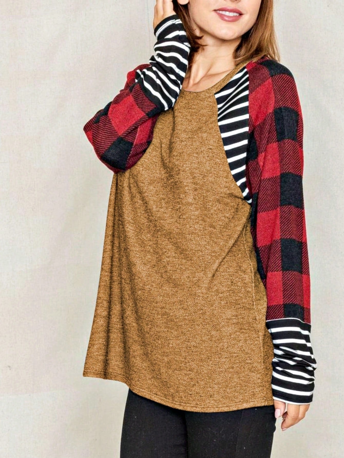 Boho Retro 90's Vintage Preppy Aline Baby Doll Checkered Cotton Top Blouse Cozy Plaid Fall Winter Tunic