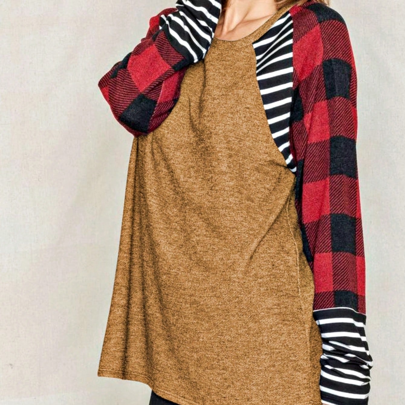 Boho Retro 90's Vintage Preppy Aline Baby Doll Checkered Cotton Top Blouse Cozy Plaid Fall Winter Tunic