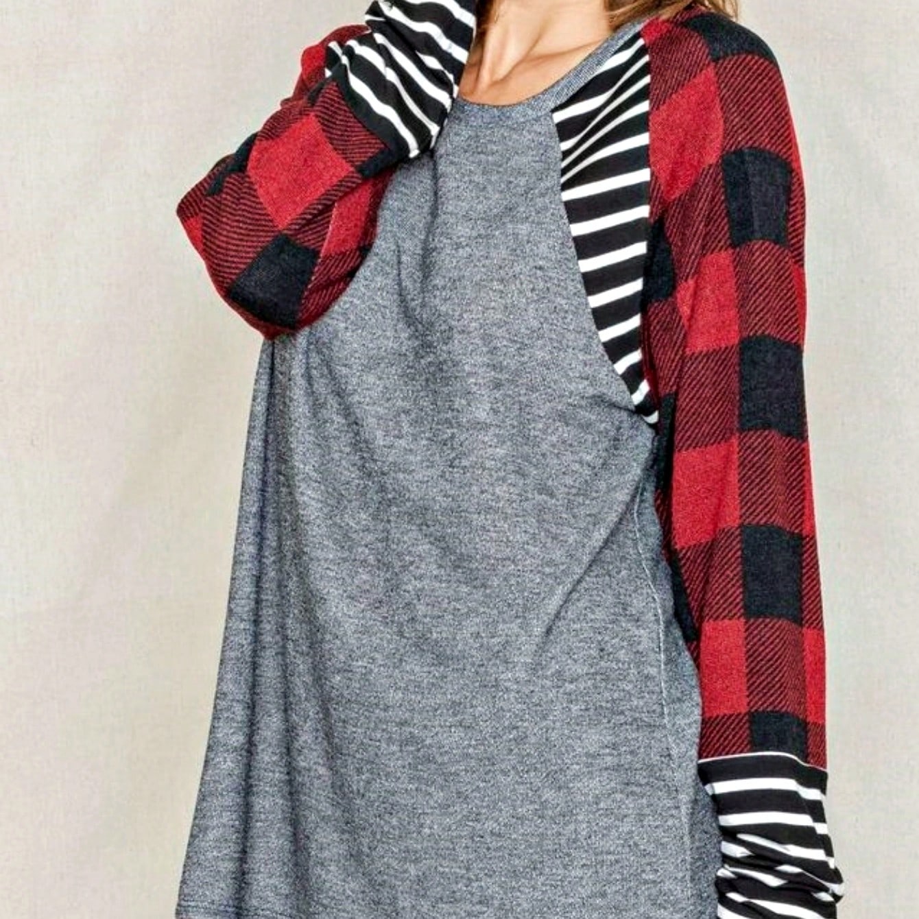 Boho Retro 90's Vintage Preppy Aline Baby Doll Checkered Cotton Top Blouse Cozy Plaid Fall Winter Tunic