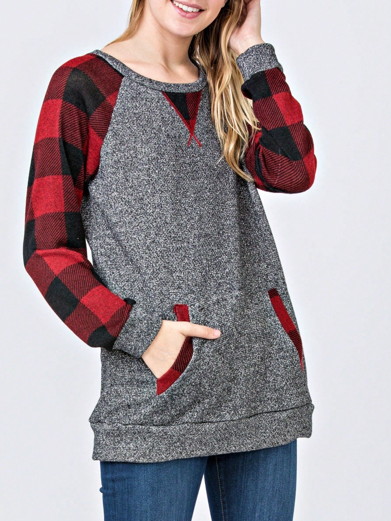 Boho Retro 90's Vintage Preppy Aline Baby Doll Checkered Cotton Top Blouse Cozy Plaid Fall Winter Tunic