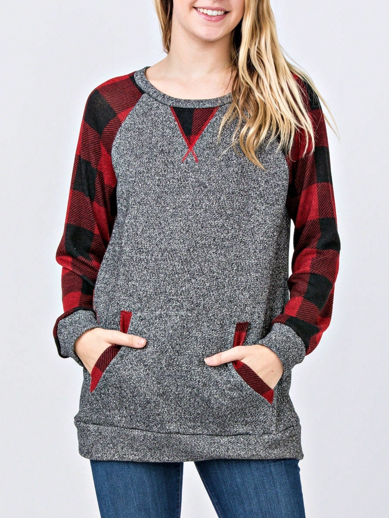 Boho Retro 90's Vintage Preppy Aline Baby Doll Checkered Cotton Top Blouse Cozy Plaid Fall Winter Tunic
