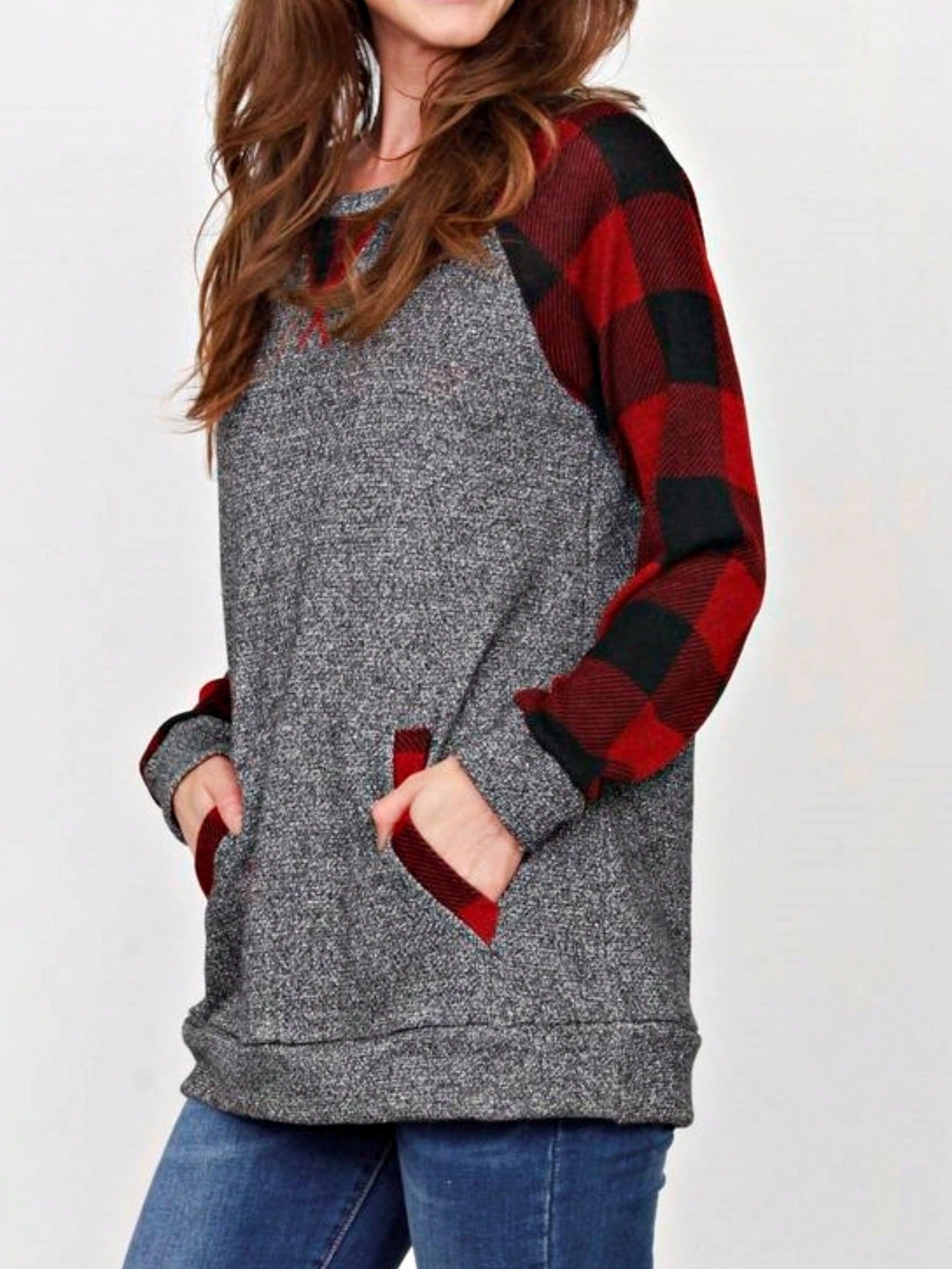 Boho Retro 90's Vintage Preppy Aline Baby Doll Checkered Cotton Top Blouse Cozy Plaid Fall Winter Tunic