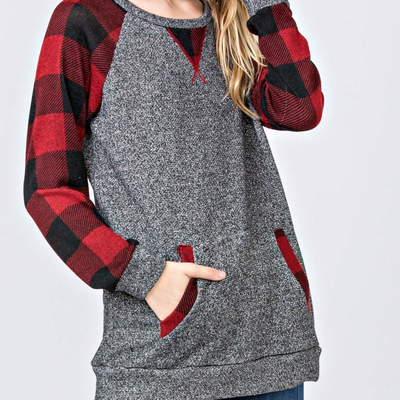 Boho Retro 90's Vintage Preppy Aline Baby Doll Checkered Cotton Top Blouse Cozy Plaid Fall Winter Tunic