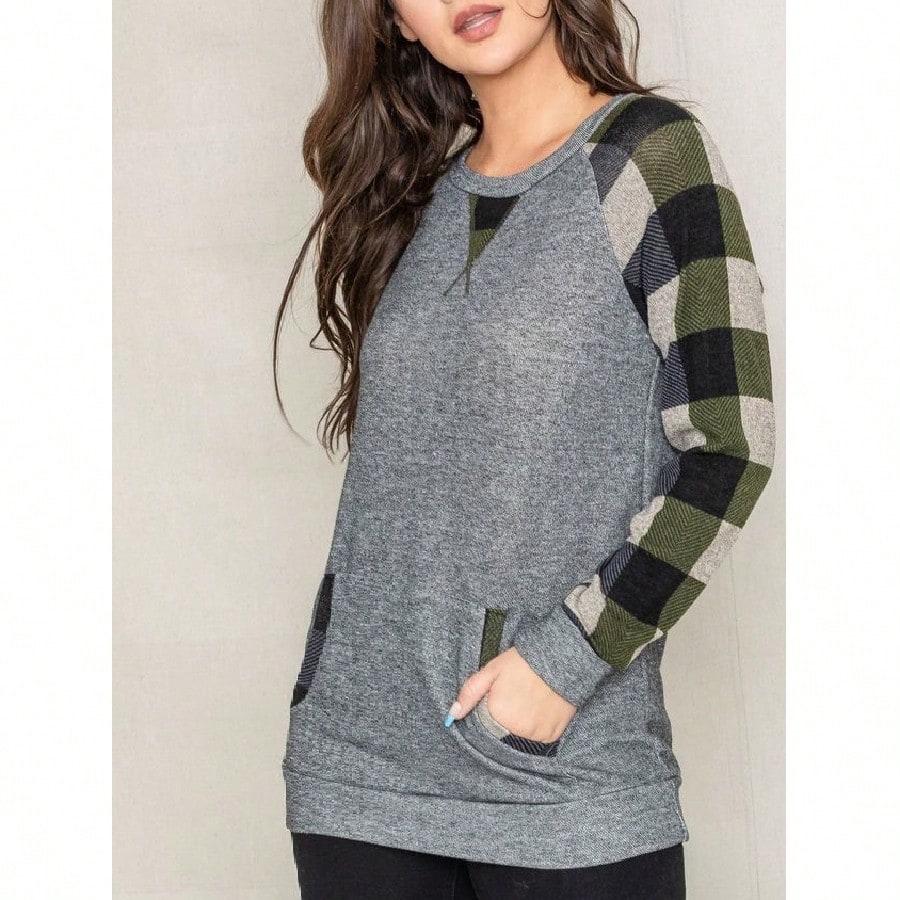 Boho Retro 90's Vintage Preppy Aline Baby Doll Checkered Cotton Top Blouse Cozy Plaid Fall Winter Tunic