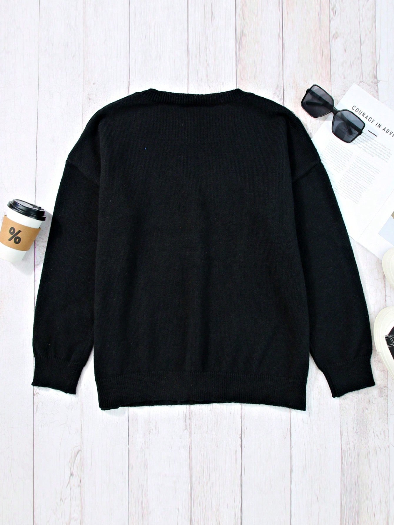 Boho Retro Vintage  90's  Drop Shoulder Dolman Sleeve Turtle Mock Neck Blue Green Pink Rose Stripe Merry Christmas Holly  Sweater Knit Top Pullover