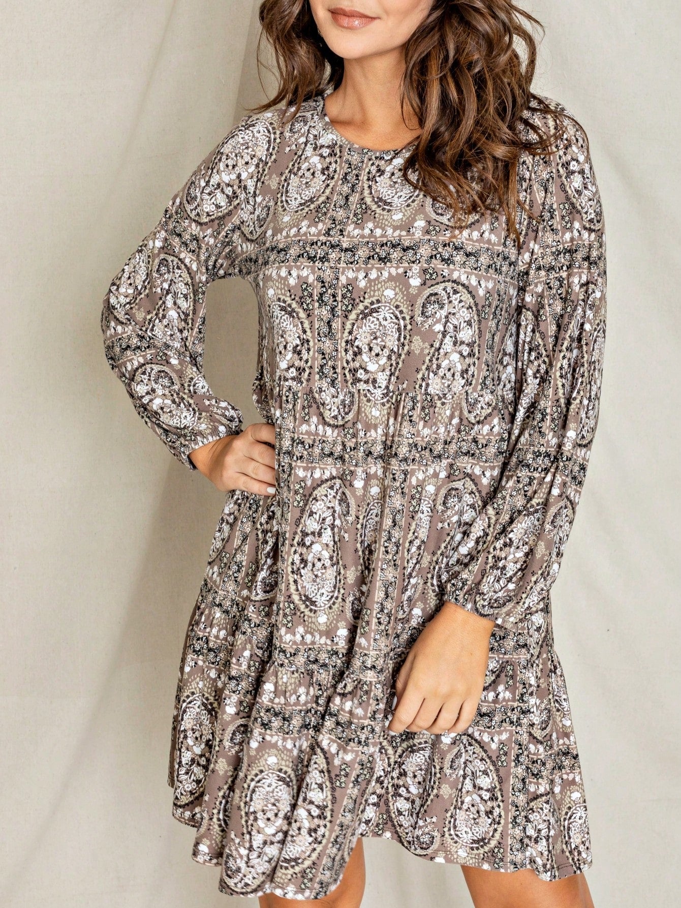Vintage Boho Summer Fall Pink Floral Stripe Shift Swing Notch Neck Rolled Up Sleeve Southern Dress | Small-3 XL Plus