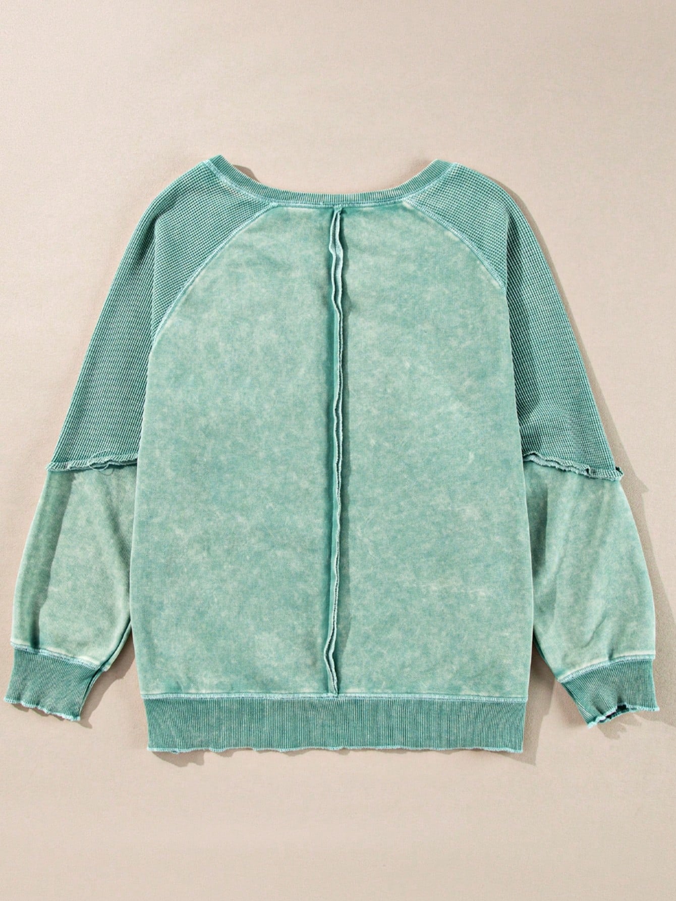 Boho Retro 60's Cotton Mix  Drop Shoulder Mineral Acid Washed Oversized Mock Neck Dolman T Shirt Top  Sweat Shirt