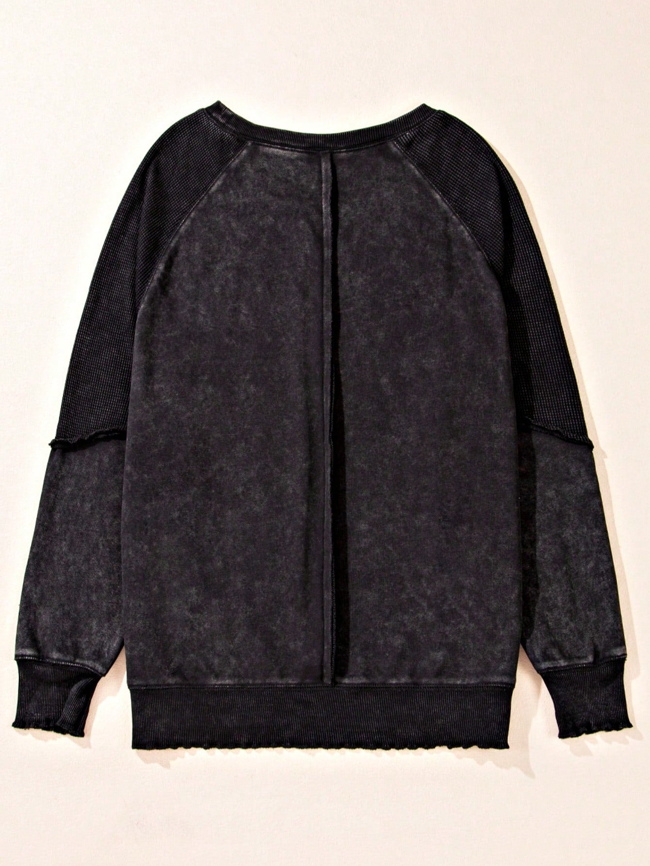 Boho Retro 60's Cotton Mix  Drop Shoulder Mineral Acid Washed Oversized Mock Neck Dolman T Shirt Top  Sweat Shirt