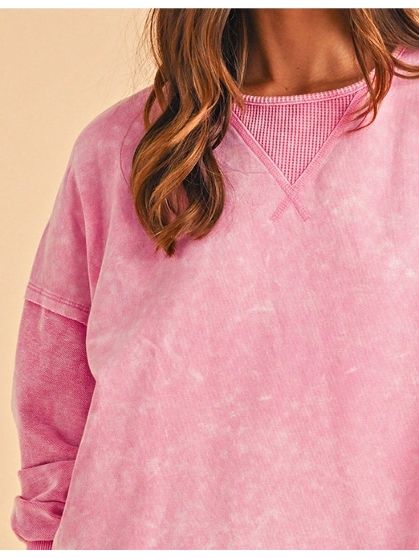 Boho Retro 60's Cotton Mix  Drop Shoulder Mineral Acid Washed Oversized Side Slit Dolman Shirt Top  Sweatshirt Pullover