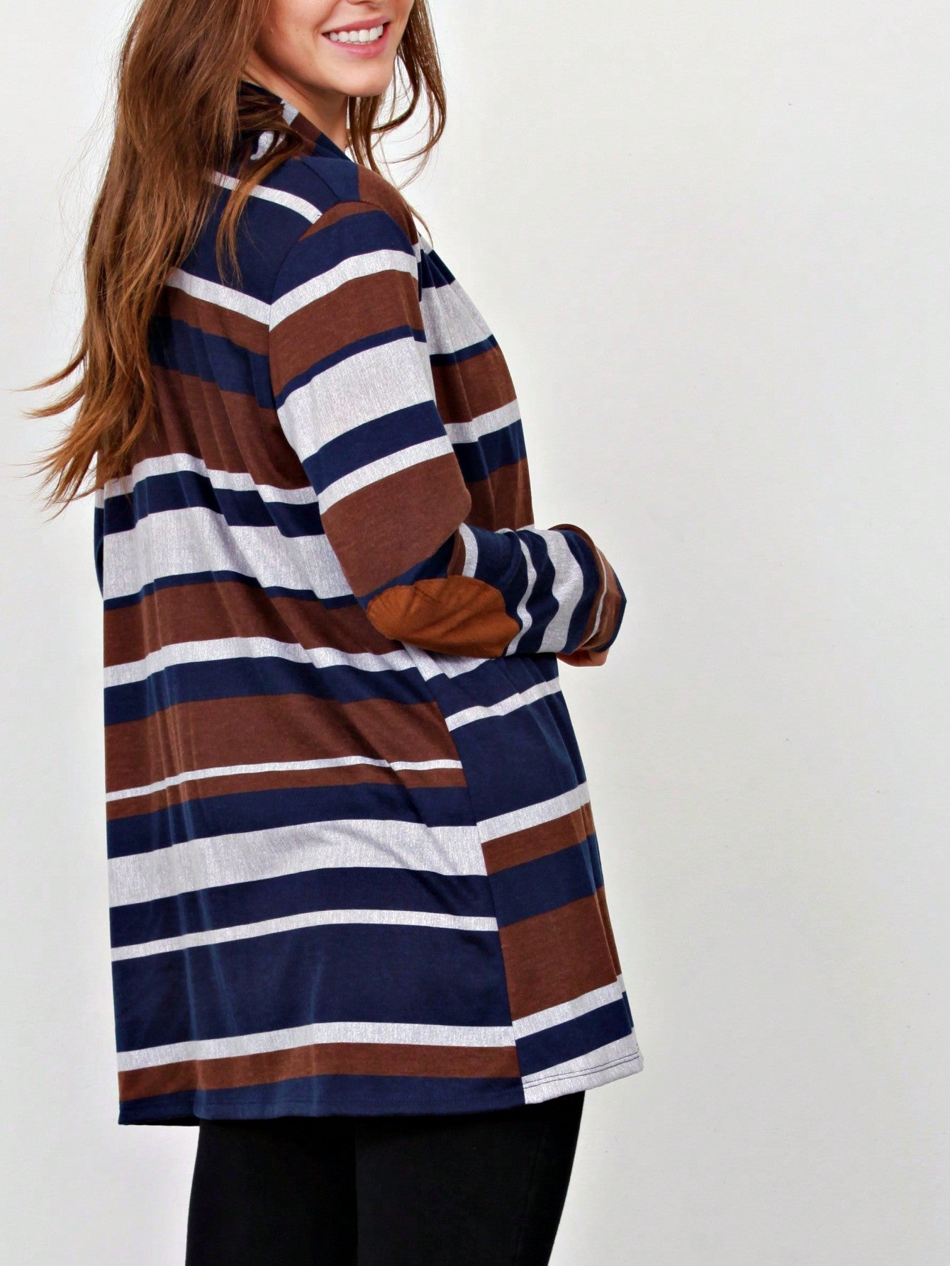 Boho Vintage 90's Plaid Stripe Tie Dye  Elbow Patch 60's Classic Slouch Cardigan With Pocket
