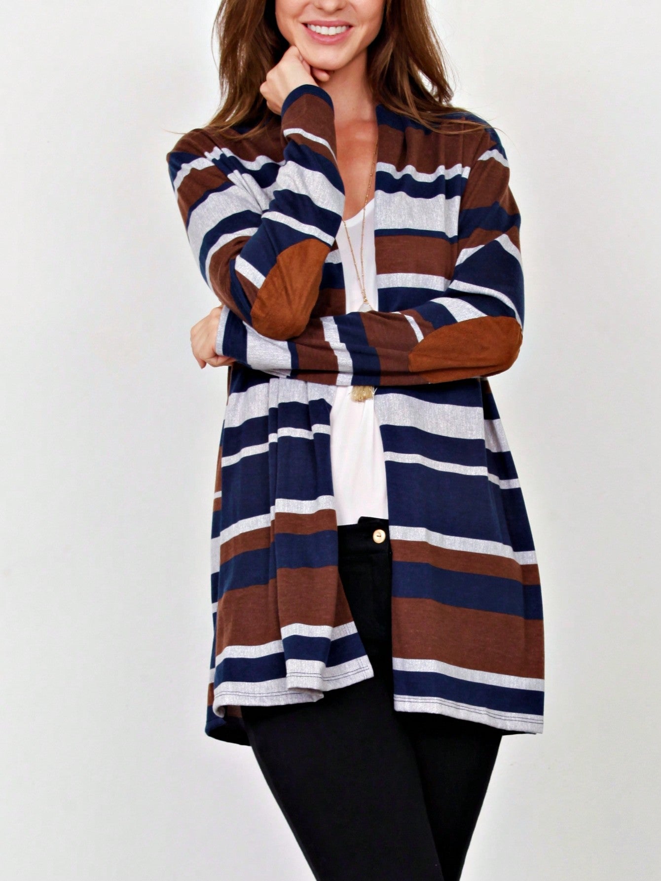 Boho Vintage 90's Plaid Stripe Tie Dye  Elbow Patch 60's Classic Slouch Cardigan With Pocket