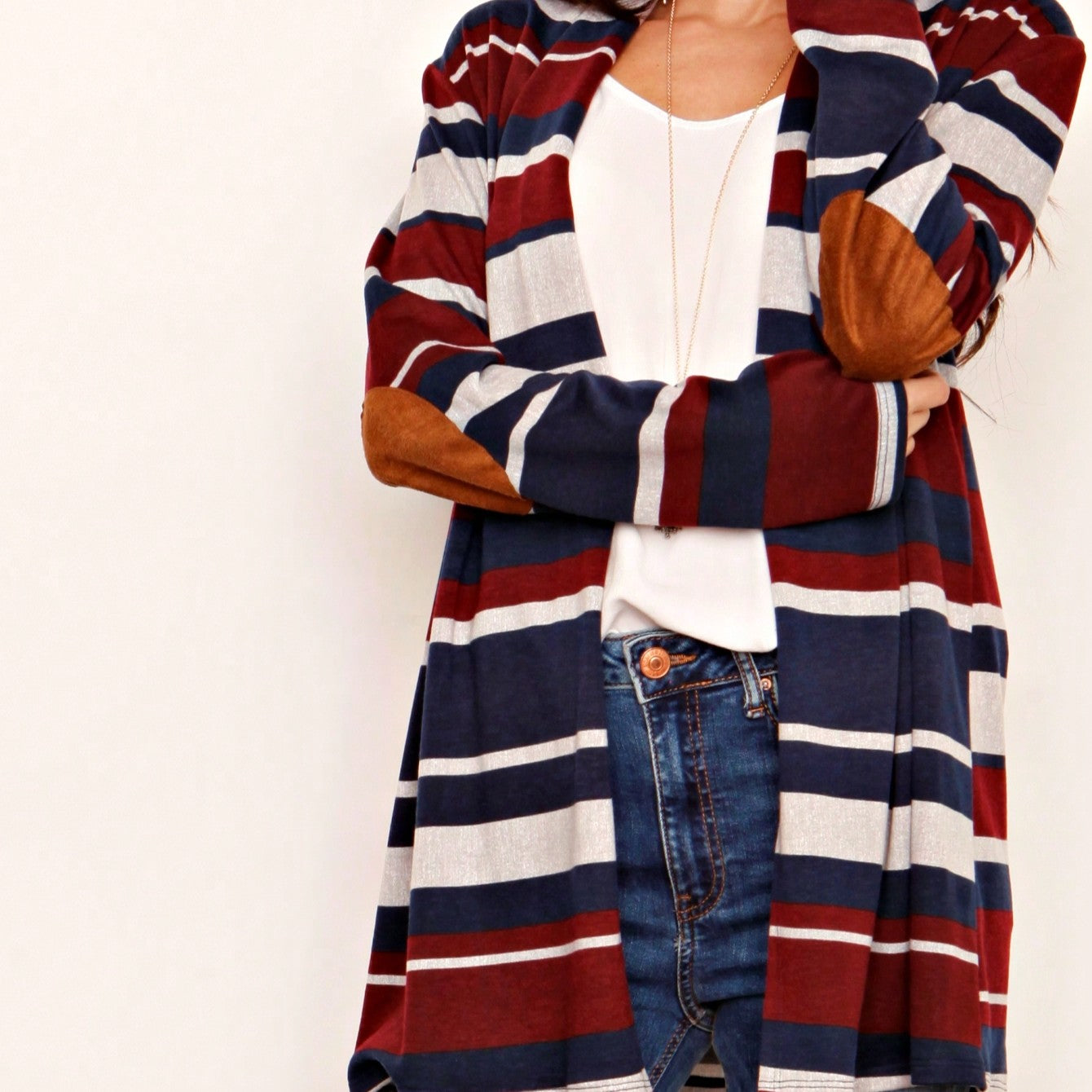 Boho Vintage 90's Plaid Stripe Tie Dye  Elbow Patch 60's Classic Slouch Cardigan With Pocket