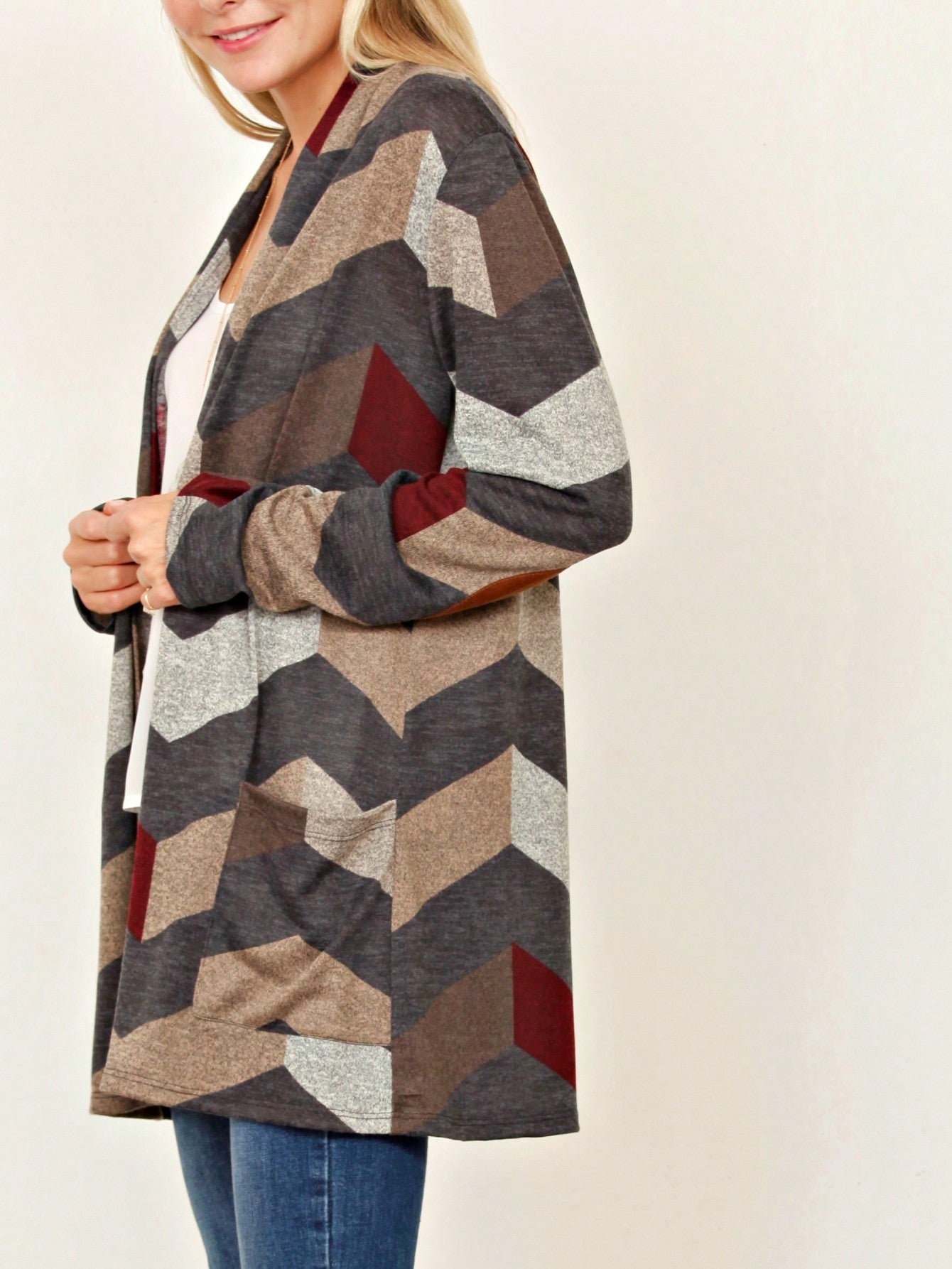 Boho Vintage Plaid Yellow Red Long Sleeve Cardigan With Pockets