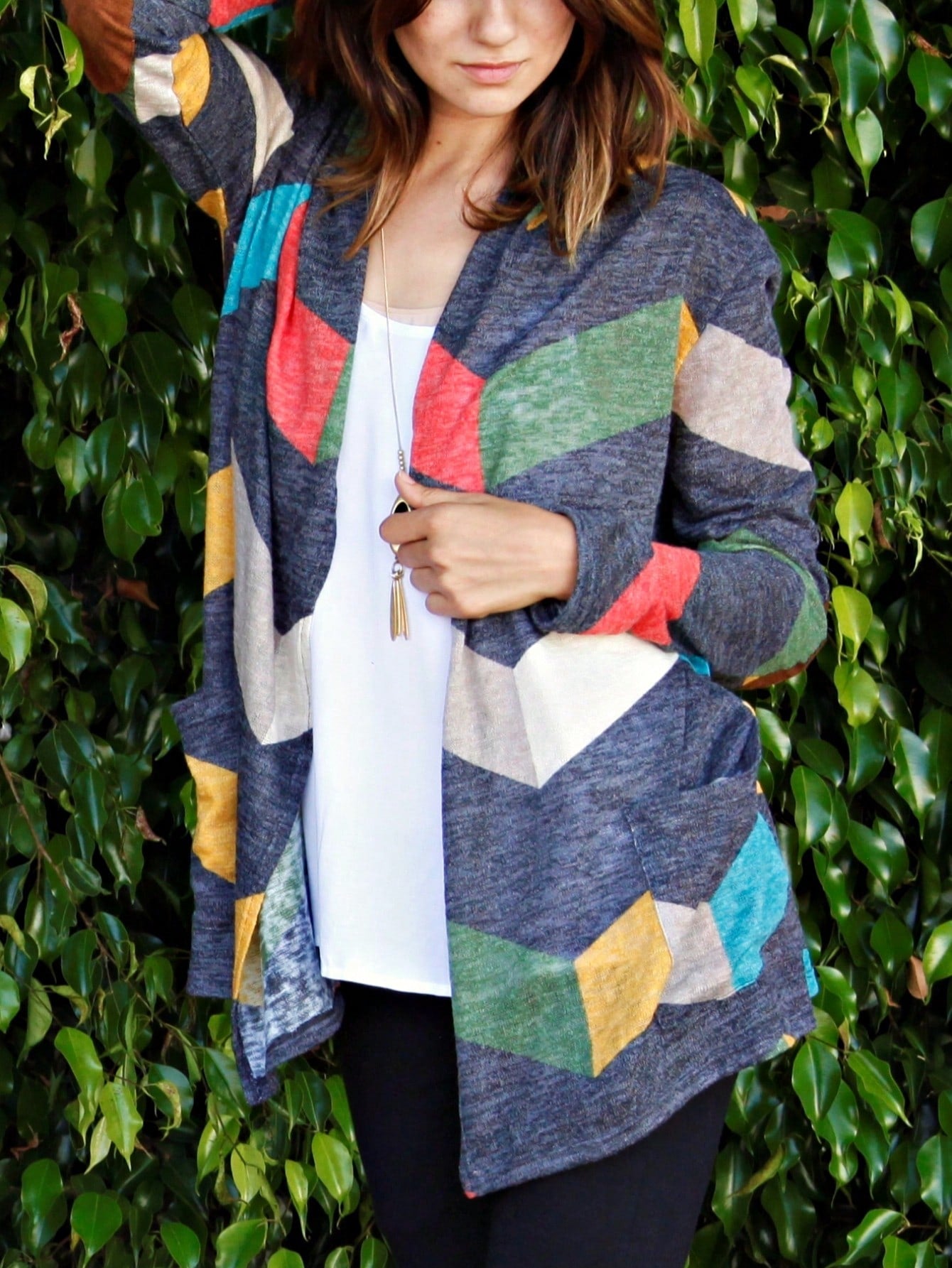 Boho Vintage Plaid Yellow Red Long Sleeve Cardigan With Pockets