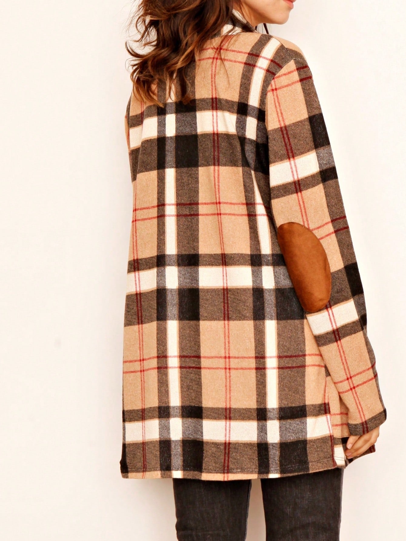 Boho Vintage Plaid Yellow Red Long Sleeve Cardigan With Pockets