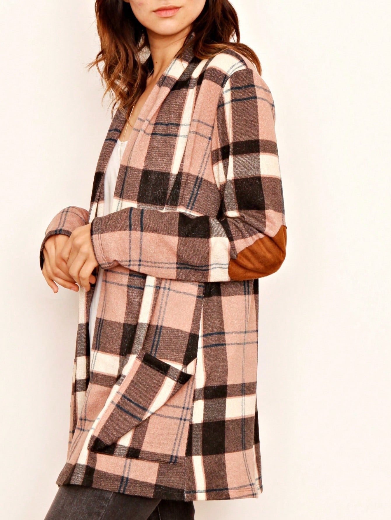 Boho Vintage Plaid Yellow Red Long Sleeve Cardigan With Pockets