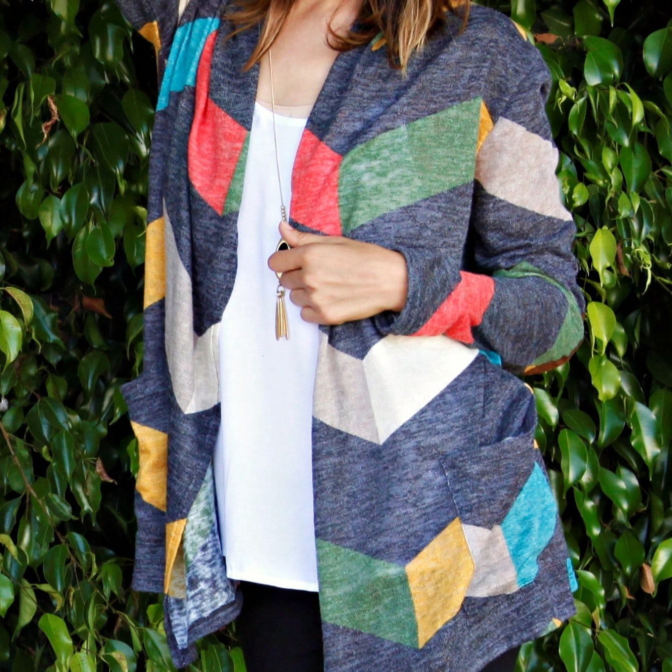 Boho Vintage Plaid Yellow Red Long Sleeve Cardigan With Pockets