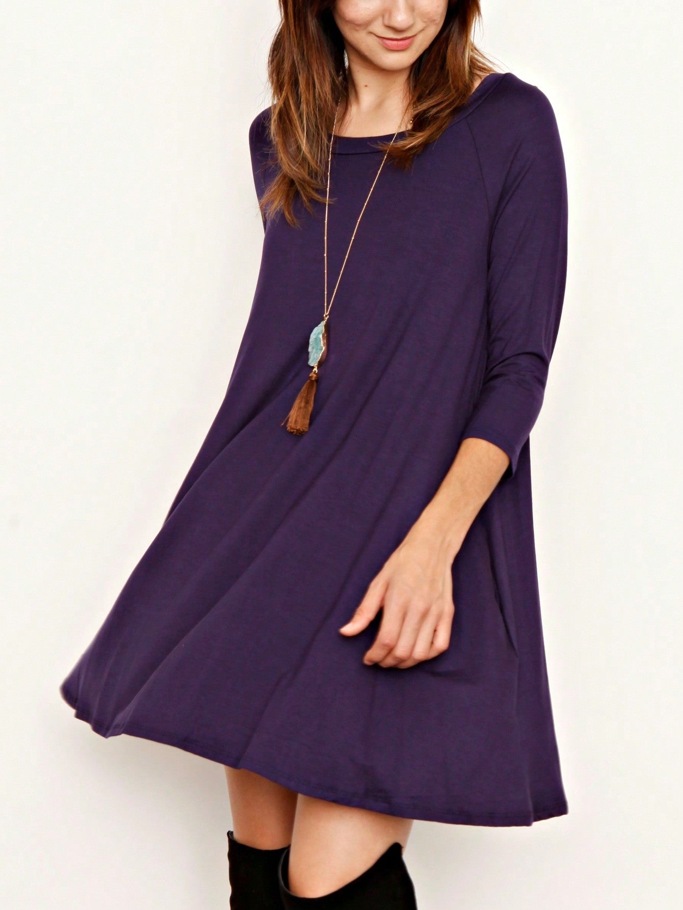 Boho Retro Solid Rayon Cool  Color Mini Dress Short Sleeves Grey Charcoal Olive Navy Small To 3XL Plus Curvy