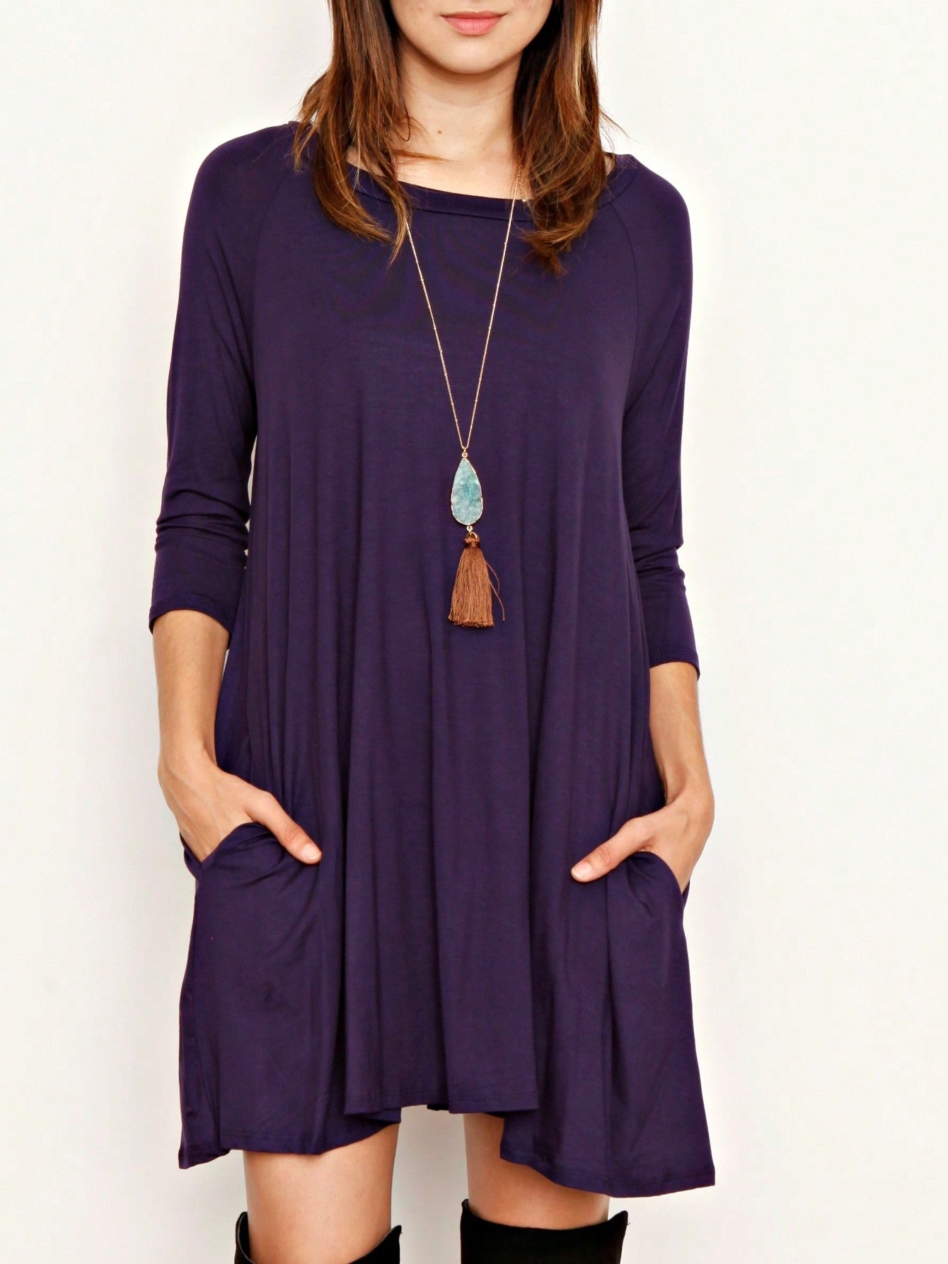 Boho Retro Solid Rayon Cool  Color Mini Dress Short Sleeves Grey Charcoal Olive Navy Small To 3XL Plus Curvy