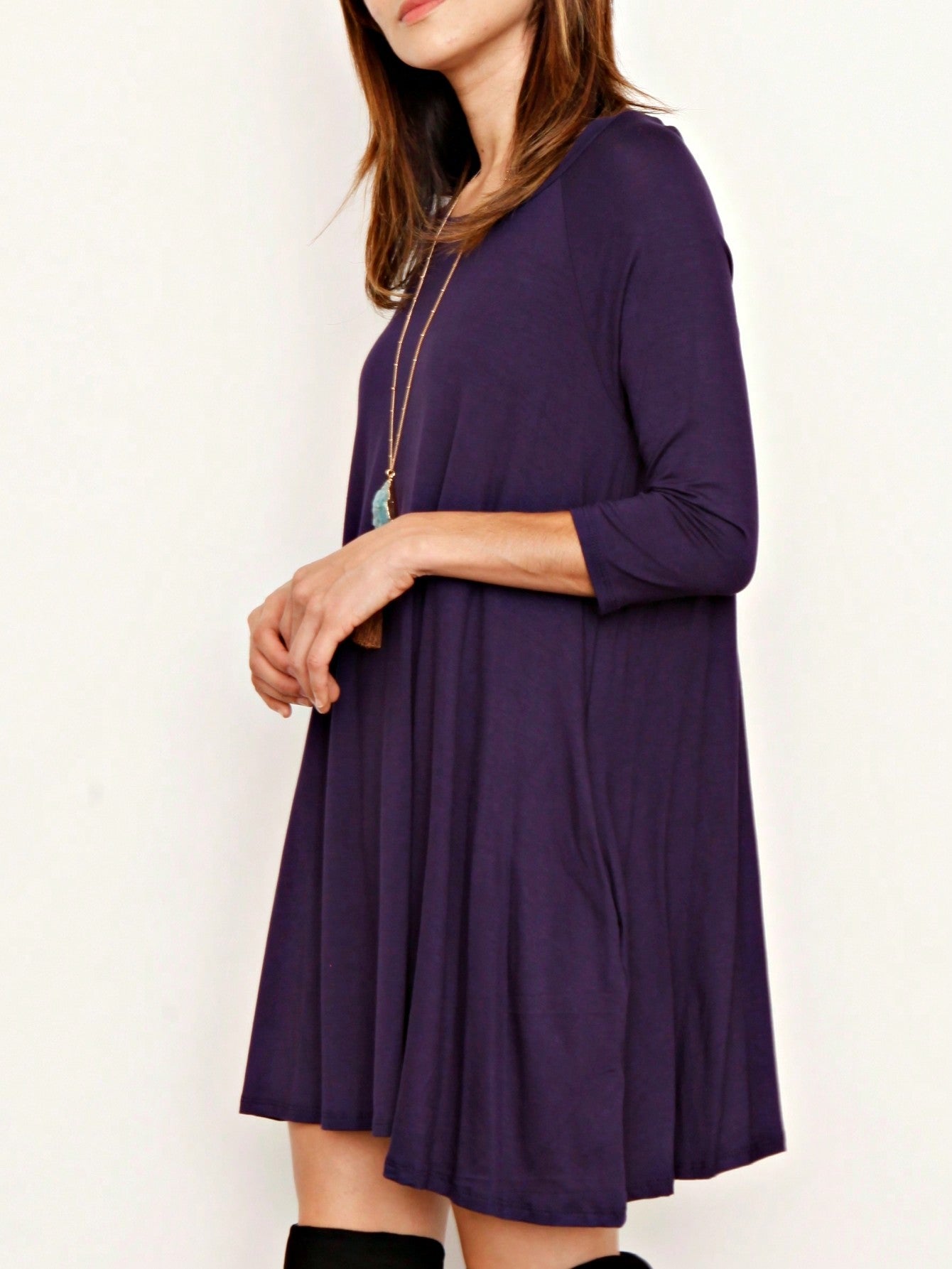 Boho Retro Solid Rayon Cool  Color Mini Dress Short Sleeves Grey Charcoal Olive Navy Small To 3XL Plus Curvy