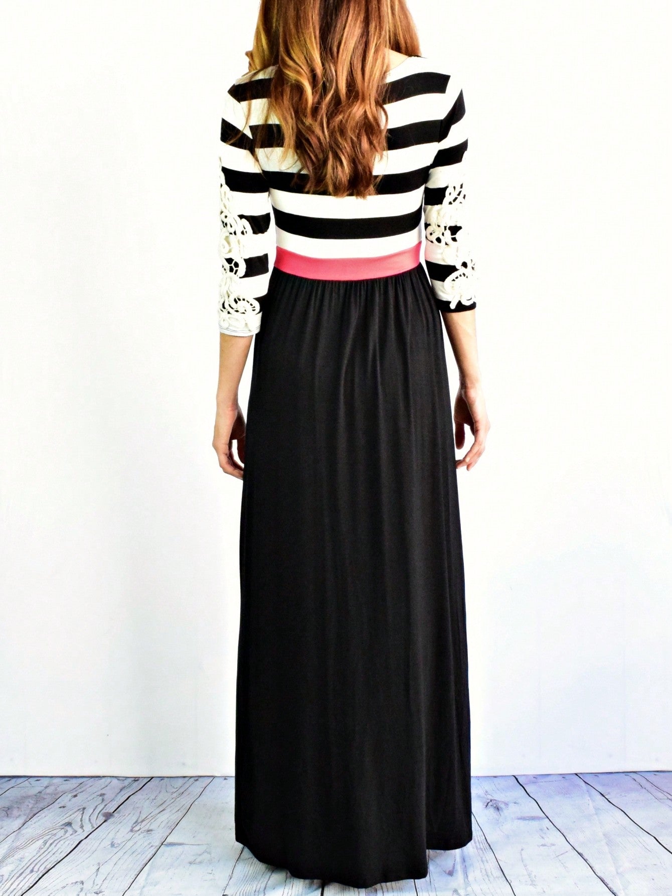 Elegant Stripe Maxi Dress With Side Pockets Versatile Summer Dress For Women