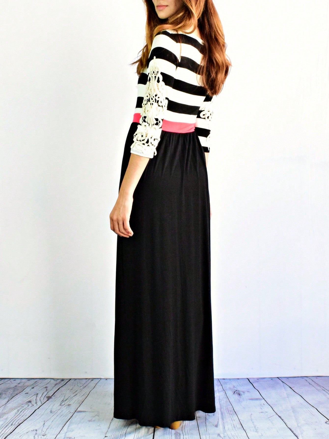 Elegant Stripe Maxi Dress With Side Pockets Versatile Summer Dress For Women
