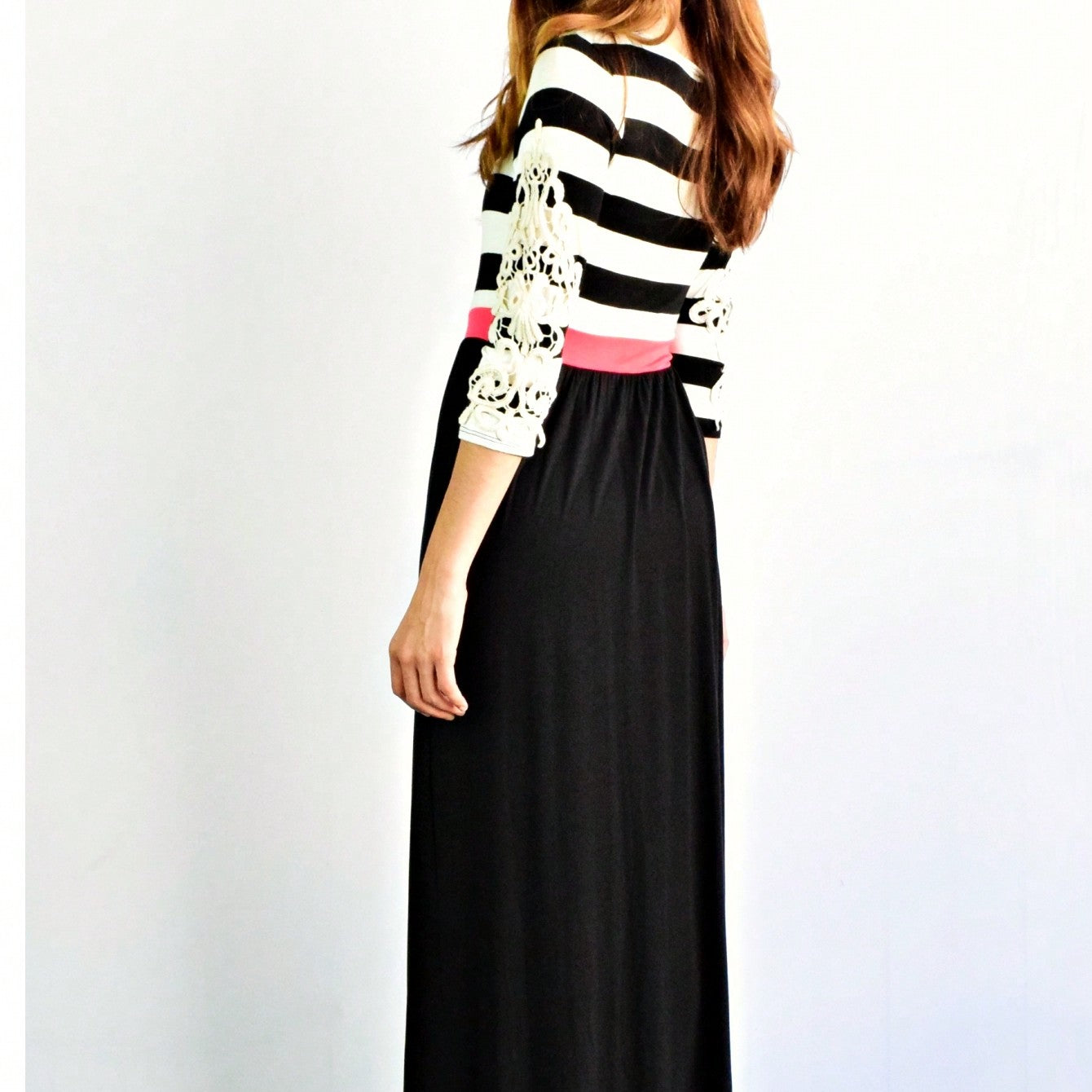 Elegant Stripe Maxi Dress With Side Pockets Versatile Summer Dress For Women