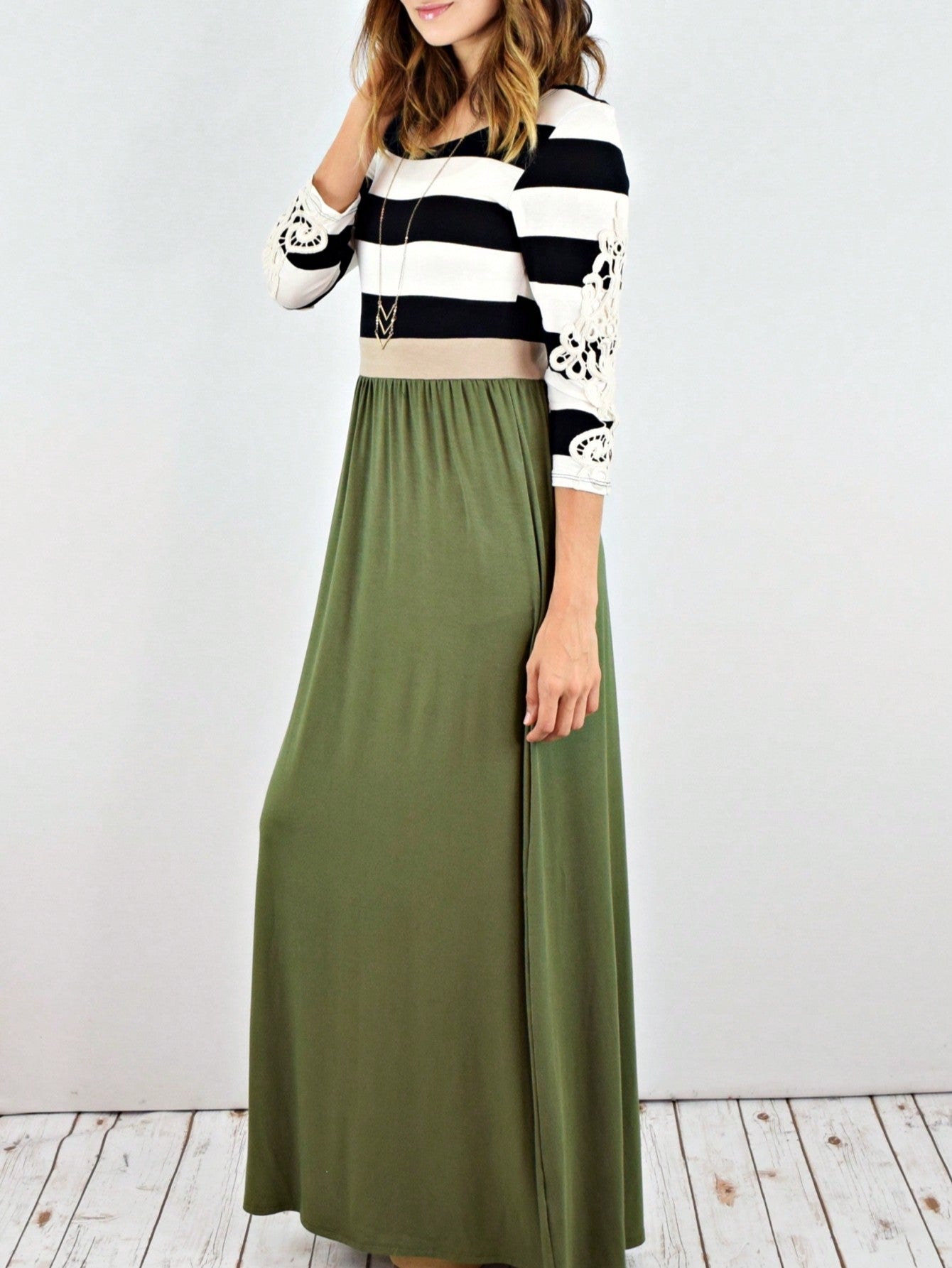 Elegant Stripe Maxi Dress With Side Pockets Versatile Summer Dress For Women