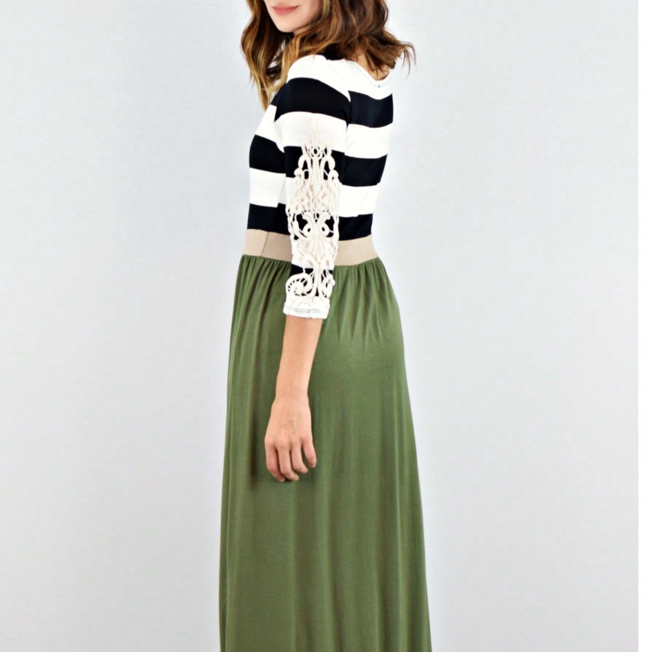Elegant Stripe Maxi Dress With Side Pockets Versatile Summer Dress For Women