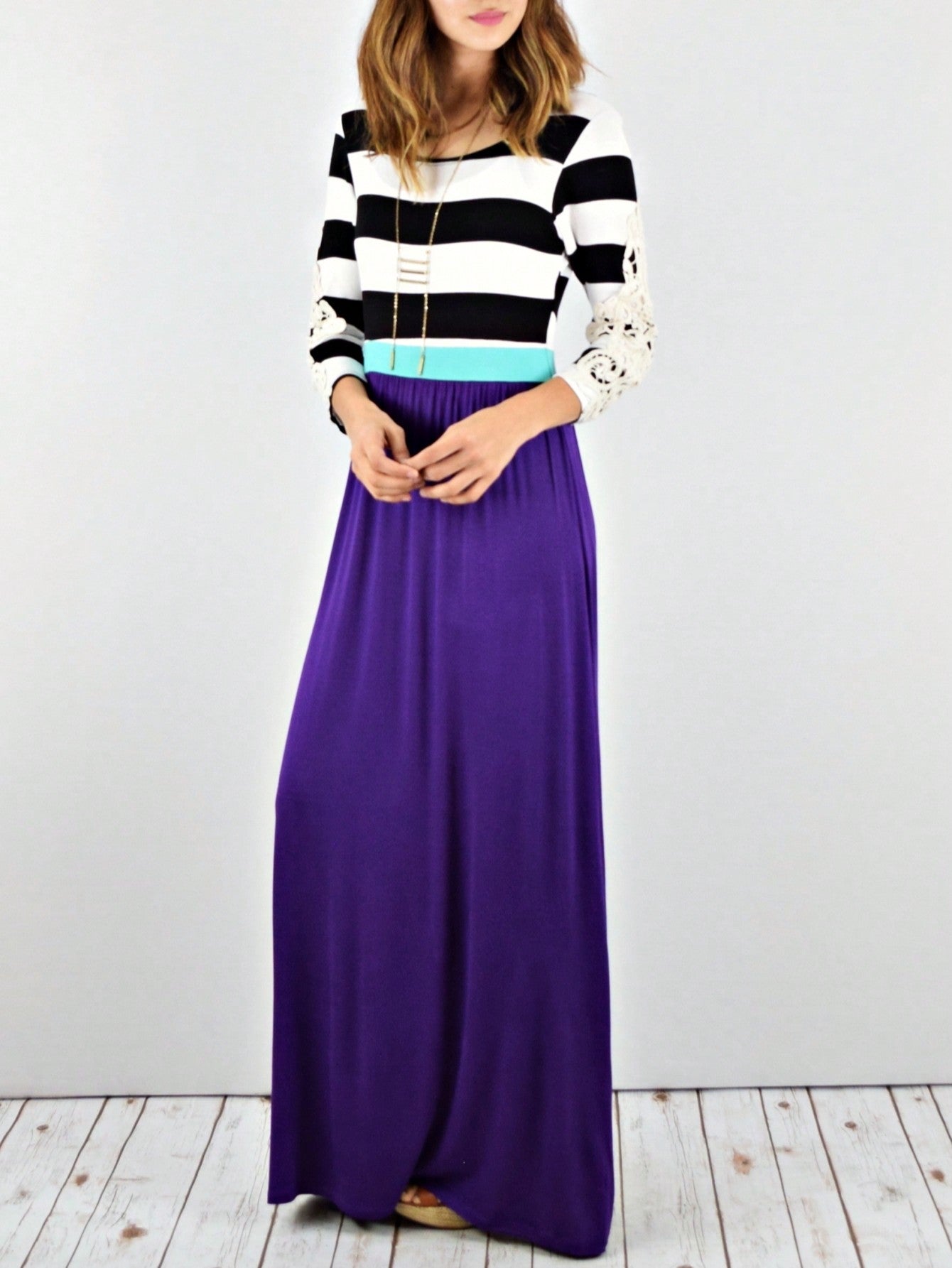Elegant Stripe Maxi Dress With Side Pockets Versatile Summer Dress For Women