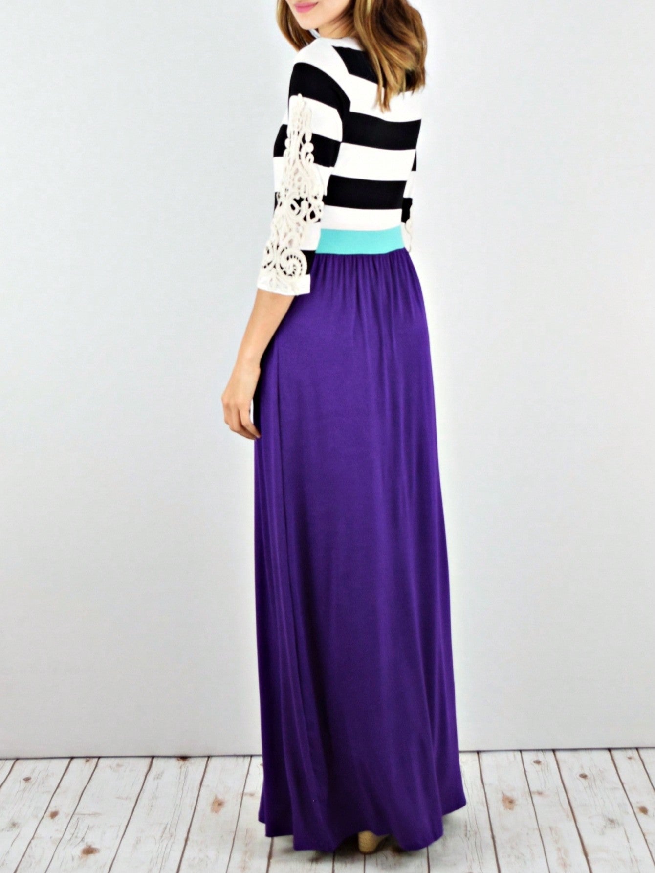 Elegant Stripe Maxi Dress With Side Pockets Versatile Summer Dress For Women