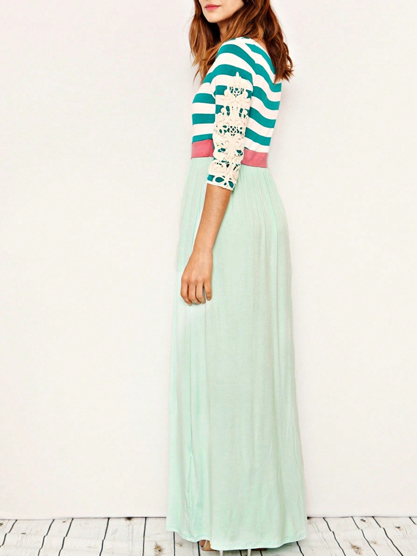 Elegant Stripe Maxi Dress With Side Pockets Versatile Summer Dress For Women