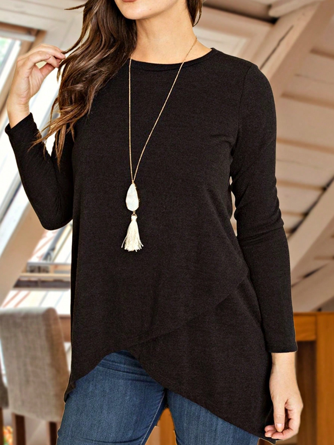 Boho Retro 90's Vintage Black Round Cowl Draped Neck Nordic Dolman Batwing Sleeve Poncho Cape Tunic Top Sweater Pullover